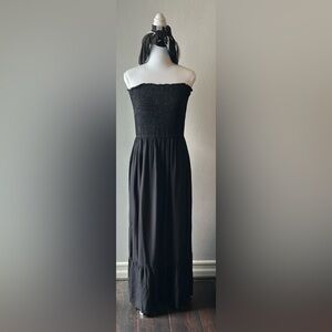 Black Smocked Strapless Sundress